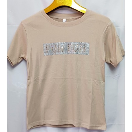 Италианска дамска тениска FUN FUN S-XL размер в бежово.