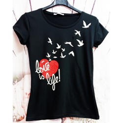 Дамска блуза LOVE IS LIVE S-L размер в черно.