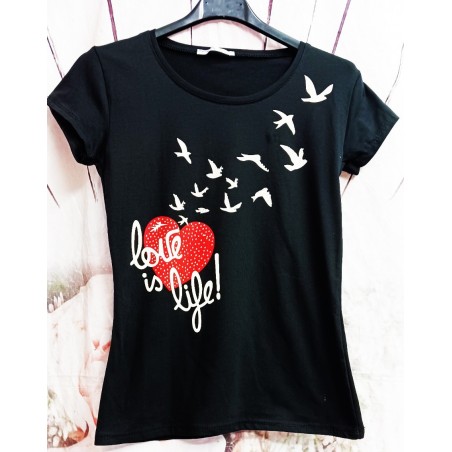 Дамска блуза LOVE IS LIVE S-L размер в черно.