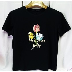 Италианска дамска тениска ЛАЛЕТА L-XL размер в черно.