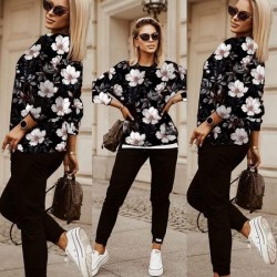 Дамски комплект БЕЛИ ЦВЕТЯ М-XL.