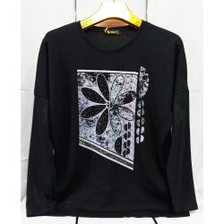 Дамска блуза ЦВЕТЕ M-XL в черно.