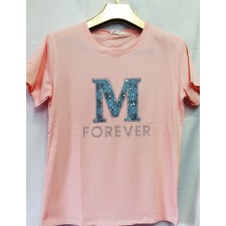 Италианска дамска тениска FOREVER  L-2XL размер в розово.