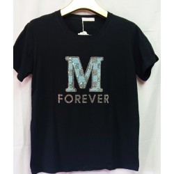Италианска дамска тениска FOREVER  L-2XL размер в черно.